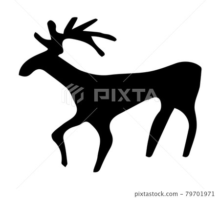 Primitive rock painting. Vector drawing 79701971