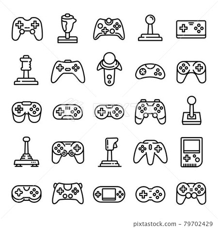 Joystick icons set, outline style 79702429