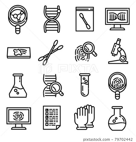 Forensic laboratory icons set, outline style 79702442