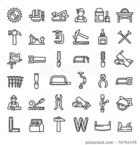 Carpenter icons set, outline style 79702476