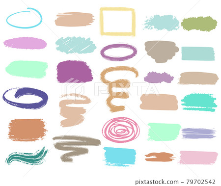 A set of strokes and spots of paint of different colors and shapes, vector. 79702542