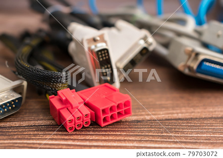 Red power connector from the computer's power supply 79703072