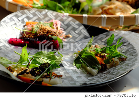 lose up ingredient for making vegan summer rolls, popular Vietnamese cuisine 79703110