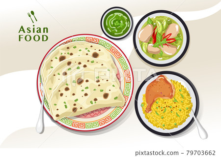 Delicious Indian food, indian traditional food paratha, Vector Illustration Delicious Indian food, indian traditional food paratha, Vector Illustration 79703662