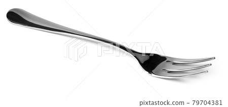 Silver dining fork isolated on white background 79704381