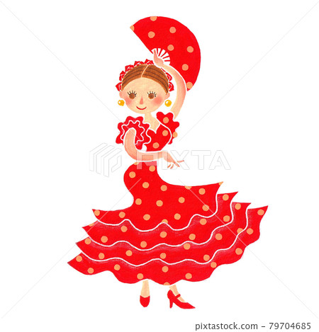 穿著紅色裙子跳弗拉明戈舞的女人 穿著紅色裙子跳弗拉明戈舞的女人 79704685