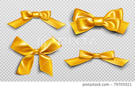 Gold ribbons and bows for wrapping present box set 79705021