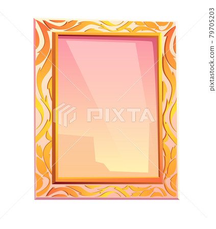 Royal mirror in golden frame with floral decor 79705203