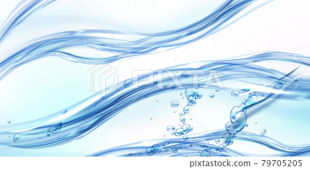 Fresh clean water wave with bubbles and drops 79705205