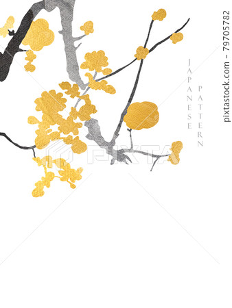 Japanese background with gold and black texture vector. Flower decoration with wave pattern illustration in vintage style. Japanese background with gold and black texture vector. Flower decoration with wave pattern illustration in vintage style. 79705782