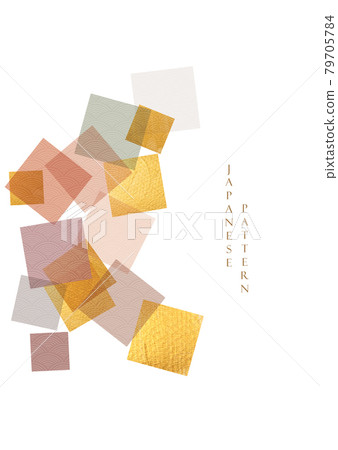Japanese background with geometric pattern vector. Gold painting texture with wave element in vintage style. 79705784