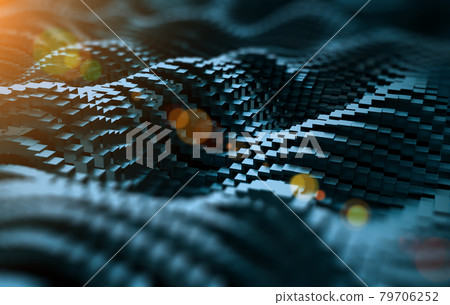 Close up image of cubes mesh and waves abstract background 79706252
