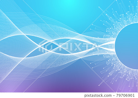 Quantum computer technology concept. Deep learning artificial intelligence. Big data algorithms visualization for business, science, technology. Waves flow, illustration. 79706901