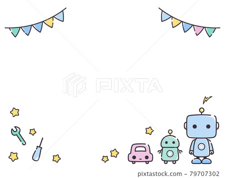 Simple line robot frame illustration_garland - Stock Illustration ...