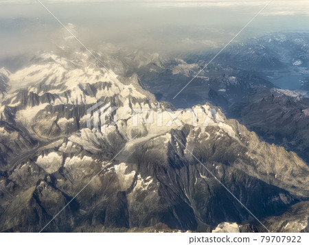 Aerial view of Switzerland - Lake Thun, Eiger 79707922