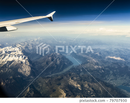 Aerial view of Switzerland Lake Brienz and the Eiger / Switzerland 79707930