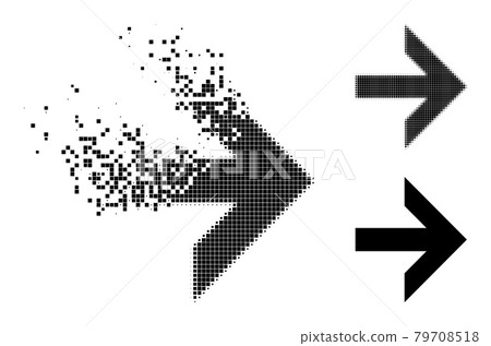 Fragmented and Halftone Pixel Arrow Right Icon 79708518