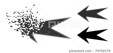 Destructed and Halftone Pixel Arrow Left Glyph 79708579