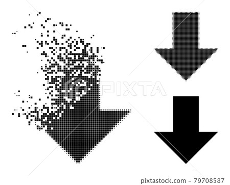 Dissolved and Halftone Dotted Arrow Down Glyph 79708587
