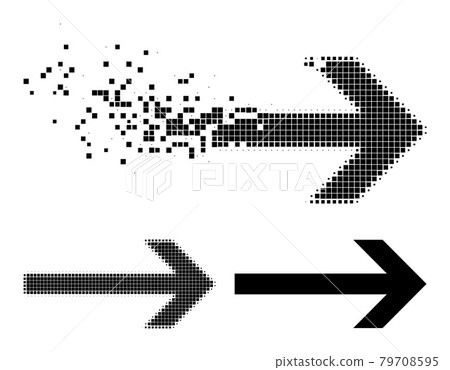 Dissolving and Halftone Pixel Arrow Right Glyph 79708595