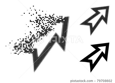 Dispersed and Halftone Pixel Arrow Right Up Icon Dispersed and Halftone Pixel Arrow Right Up Icon 79708602