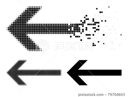 Disintegrating and Halftone Dotted Arrow Left Icon Disintegrating and Halftone Dotted Arrow Left Icon 79708603