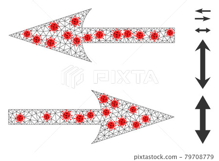 Polygonal Carcass Horizontal Exchange Arrows Icon with Virus Nodes Polygonal Carcass Horizontal Exchange Arrows Icon with Virus Nodes 79708779