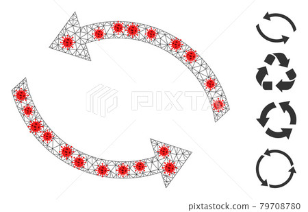 Polygonal Wire Frame Exchange Arrows Pictogram with Virus Elements Polygonal Wire Frame Exchange Arrows Pictogram with Virus Elements 79708780