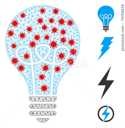 Polygonal Carcass Lamp Bulb Pictogram with Infectious Centers 79708816