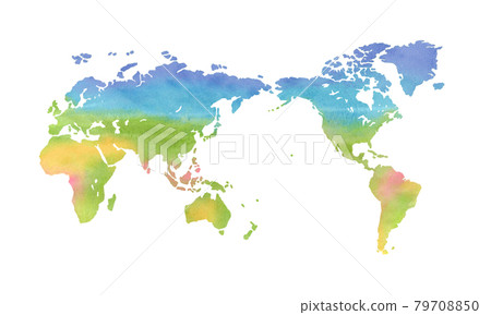 水彩風格世界地圖 水彩風格世界地圖 79708850