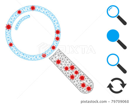 Polygonal Mesh Magnifier Pictogram with Covid... - Stock Illustration ...