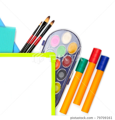 school and office supplies isolated on white background. Concept: back to school. school and office supplies isolated on white background. Concept: back to school. 79709161