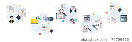Business, document, management and analysis icons. 79709456