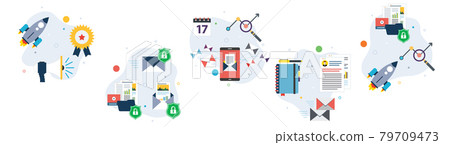 Strategy, communication, safety, marketing and business icons. 79709473
