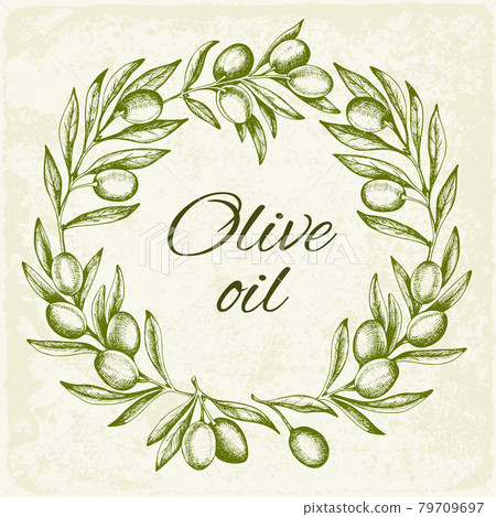 Vintage background with green olives. Vintage background with green olives. 79709697