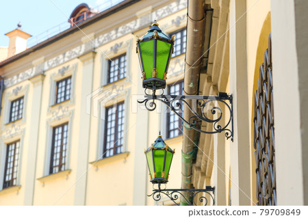 Street lamp on the wall of the Nesvizh castle.Belarus Street lamp on the wall of the Nesvizh castle.Belarus 79709849