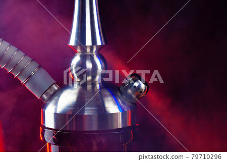Close up of modern hookah on black background 79710296
