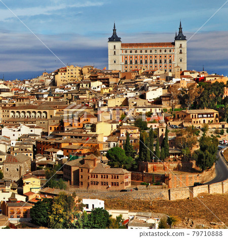 view of beautiful medieval Toledo town, Spain. UNESCO site view of beautiful medieval Toledo town, Spain. UNESCO site 79710888