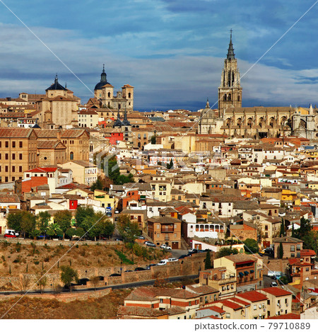 view of beautiful medieval Toledo town, Spain. UNESCO site 79710889