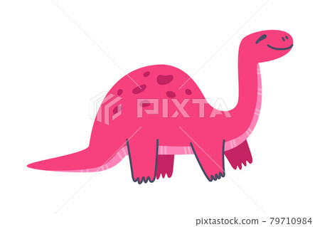 Cute Pink Dinosaur Vector Illustration Stock Illustration