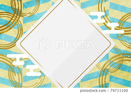 Herringbone and diamond frame, rectangular, white and gold 79711108