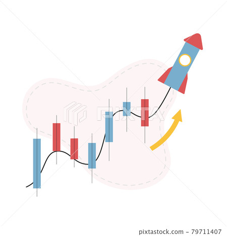 Fast economic growth like missile, rocket. Vector illustration about trade, stock Fast economic growth like missile, rocket. Vector illustration about trade, stock 79711407