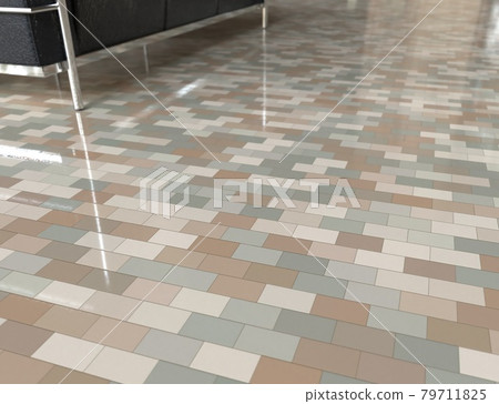 3DCG of a tiled floor with a chair 3DCG of a tiled floor with a chair 79711825