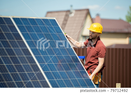 Mounter Installing Solar Panel Mounter Installing Solar Panel 79712492