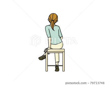 Rear view of a woman sitting with her legs crossed 79713748