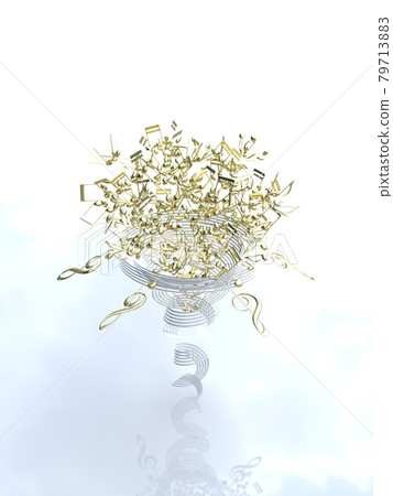 Bouquet of musical notes, gold, front, vertical 79713883