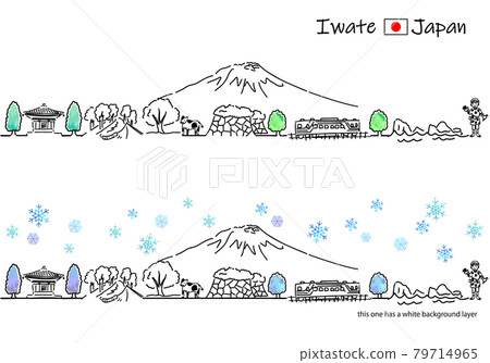 岩手縣冬季城市景觀的簡單線條畫集 岩手縣冬季城市景觀的簡單線條畫集 79714965