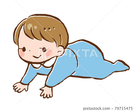 Illustration of a happy baby crawling 79715475