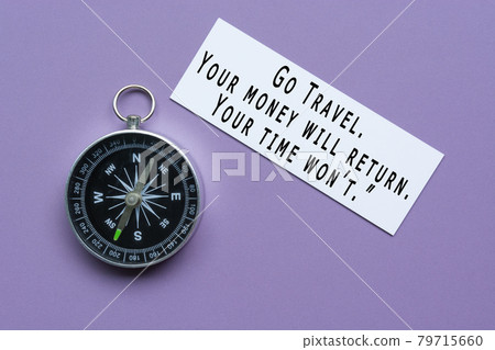Motivational quote with classic round compass Motivational quote with classic round compass 79715660