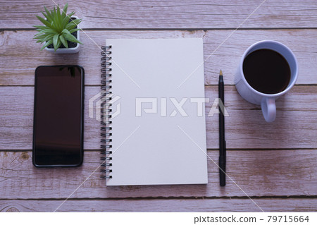 Home office workspace, flat lay and top view 79715664